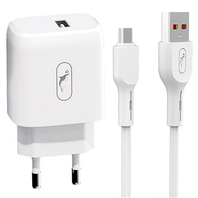 Адаптер Сетевой с кабелем SKYDOLPHIN SC22EV USB 2,4A/12W (USB/Micro USB) (white)