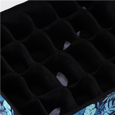 Органайзер для хранения белья Доляна «Тропики», 24 ячейки, 35×30×10 см, цвет синий