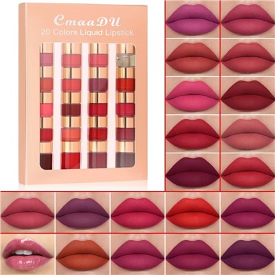 CmaaDU Подарочный набор жидких помад для губ Liquid Lipstick, 20 цветов