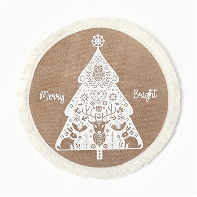 Новый год. Набор салфеток 4 шт «Merry bright» цв.белый, 37*37 см