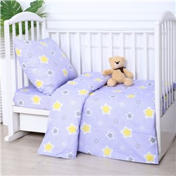 Постельное бельё BABY Звёздочки, цвет фиолетовый, 112х147см,110х150см, 60х60см, бязь 142гр/м, 100% хлопок