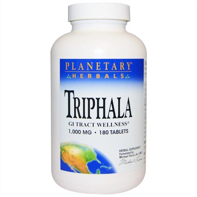 Planetary Herbals, Triphala, здоровье желудочно-кишечного тракта, 1000 мг, 180 таблеток