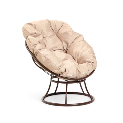 Кресло "Пончик" с бежевой подушкой, коричневая стойка, 55 х 40 х 61 см