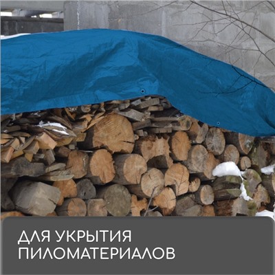 Тент защитный, 5 × 3 м, плотность 60 г/м², УФ, люверсы шаг 1 м, тарпаулин, УФ, голубой