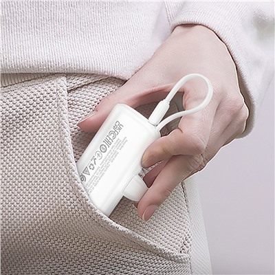 Внешний аккумулятор Borofone BJ41 Pocket 5000mAh Type-C/Type-C/Lightning (white)