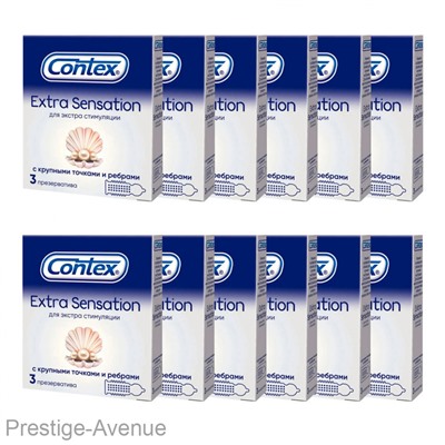 Презервативы Contex Extra Sensation с крупными точками и ребрами 3 шт. в упаковке