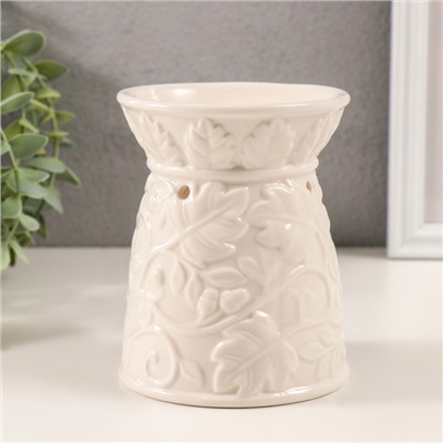 Аромалампа керамика "Растительный узор" белая состаренная 9,5х9,5х12 см