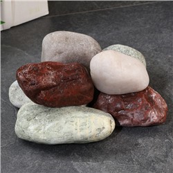 Камень для бани "Премиум комбинация", жадеит, яшма, кварцит, обволованный, 15 кг