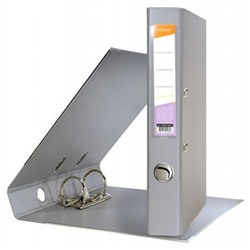 Папка-регистратор 55 мм PVC 2-стор. серый, с уголками P2PVC-55/Gr inФОРМАТ