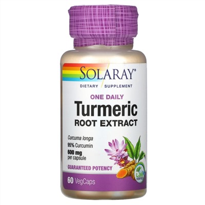 Solaray, Turmeric Root Extract, One Daily, 600 mg, 60 VegCaps