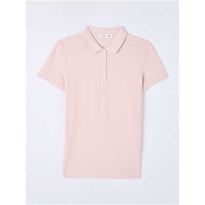Однотонная футболка-поло Светло-розовый пудровый