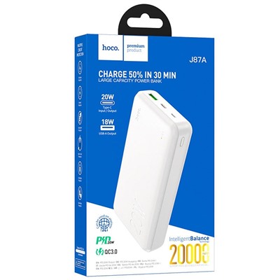 Внешний аккумулятор Hoco J87A PD QC 20000mAh Micro/Type-C/USB/Type-C (white)