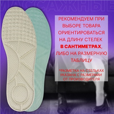 Стельки для обуви, универсальные, р-р RU до 47 (р-р Пр-ля до 46), 29,5 см, пара, цвет МИКС
