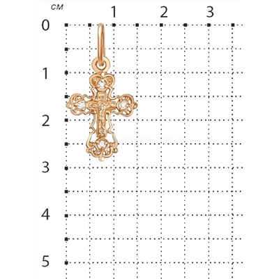 Крест из золочёного серебра с фианитами - 2,9 см