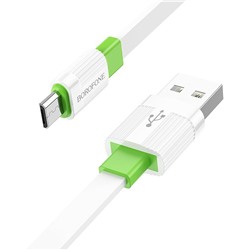 Кабель USB - micro USB Borofone BX89  100см 2,4A  (white/green)