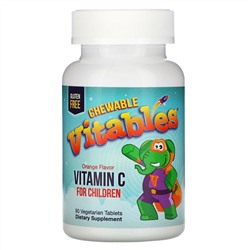 Vitables, жевательный витамин C для детей, апельсиновый вкус, 90 вегетарианских таблеток