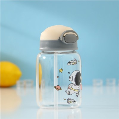 Бутылка для воды стеклянная «Космонавты», 450 мл, 8,2×15 см, цвет МИКС