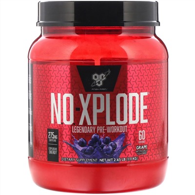 BSN, N.O.-Xplode, Legendary Pre-Workout, со вкусом винограда, 1,11 кг (2,45 фунта)