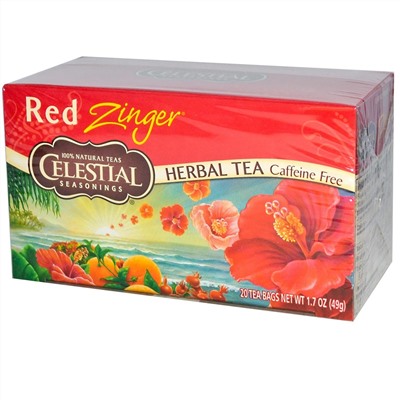 Celestial Seasonings, Травяной чай, без кофеина, Red Zinger, 20 чайных пакетиков, 1,7 унций (49 г)