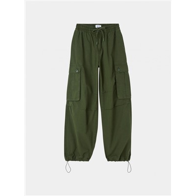 Однотонные брюки-карго Зеленый защитный