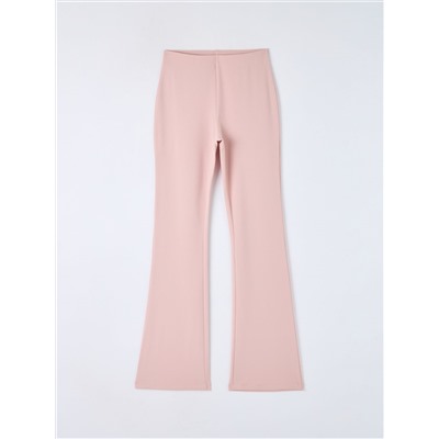 Эластичные брюки-клеш Розовый пудровый