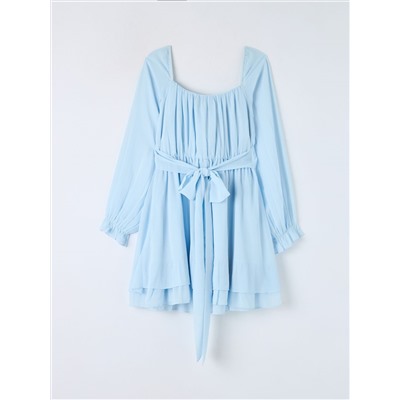 Короткое платье из ткани жоржет Светло-голубой