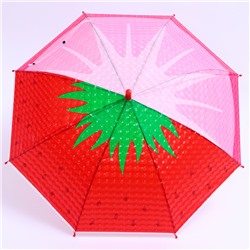 Детский зонт п/авт «Ягодный принт Клубника» d = 84 см, R = 42 см, 8 спиц, 68 × 10 × 8 см