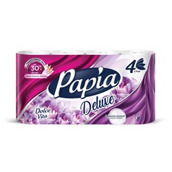 Туалетная бумага PAPIA DELUXE Dolce Vita, 4 слоя, 8 рулонов