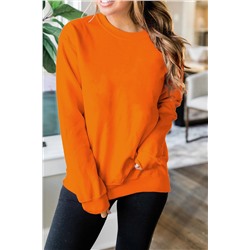 Оранжевый однотонный пуловер-свитшот