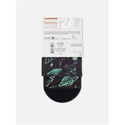 Полиамидные CONTE FANTASY Плотные носки с черным мыском и рисунком «Moon»