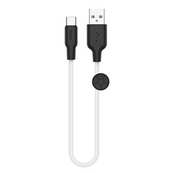 Кабель USB - Type-C Hoco X21 Plus (silicone)  25см 3A  (white/black)