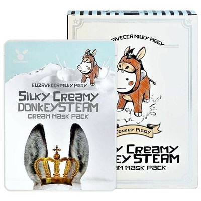 Тканевая маска для лица ОСЛИНОЕ МОЛОКО Silky Creamy donkey Steam Cream Elizavecca 25 мл