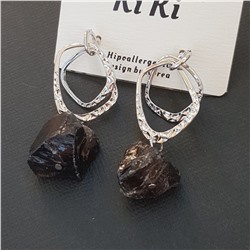 Серьги Dolce, камень, чёрные камни, арт.49.0429