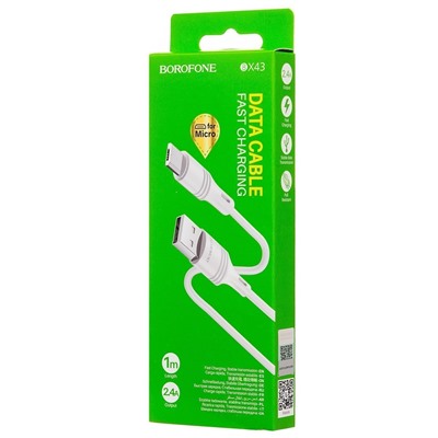 Кабель USB - micro USB Borofone BX43 CoolJoy (повр. уп)  100см 2,4A  (white)