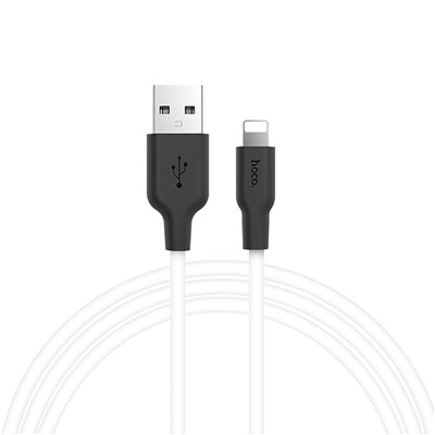 Кабель USB - Apple lightning Hoco X21 Plus (silicone)  100см 2,4A  (white/black)