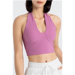 Phalaenopsis Sleeveless Halter Neck Active Sports Bra