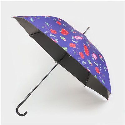 Зонт - трость полуавтоматический «Пионы», эпонж, 8 спиц, R = 51 см, цвет МИКС