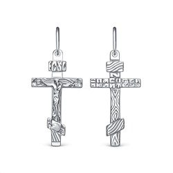 Крест из серебра родированный - 3,4 см 2-147р