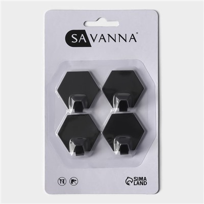 Крючки самоклеящиеся SAVANNA Black Loft, 4 шт, металл, грань 2 см, цвет чёрный