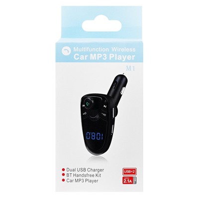 Автомобильный FM-трансмиттер - M-450M1 BT (повр. уп.)  2USB, mini jack 3,5 мм (black)