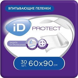 Пелёнки одноразовые впитывающие iD Protect, размер 60x90, 30 шт.