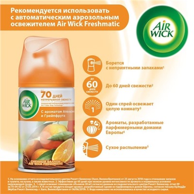 Освежитель воздуха Airwick Pure «Апельсин и грейпфрут», сменный баллон, 250 мл
