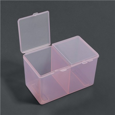 Органайзер для хранения, с крышкой, 2 секции, 6,7 × 12,5 × 7,5 см, цвет МИКС
