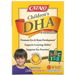 Catalo Naturals, Children's DHA Formula, Orange Flavor, 50 Chewable Softgels