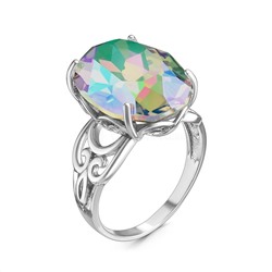 Кольцо из серебра с кристаллом Swarovski мистик родированное 925 пробы 0025к-001PARSH