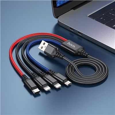 Кабель USB - Multi connector Hoco X76 4in1  100см 2A  (multicolor)