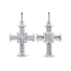 Крест из серебра родированный - Да воскреснет Бог 3,3 см 2-309р