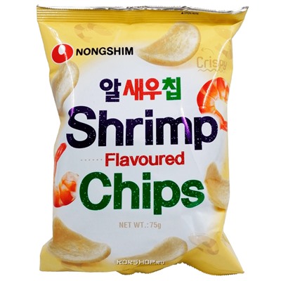 Чипсы с креветочным вкусом Nongshim, Корея, 75 г