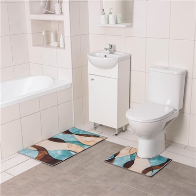 Набор ковриков для ванной и туалета Доляна «Воля», 2 шт, 50×80 см, 50×40 см