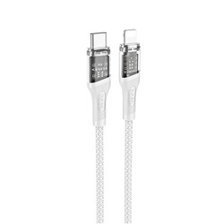 Кабель Type-C - Apple lightning Hoco U111 Transparent PD 20W 120см 3A  (grey)